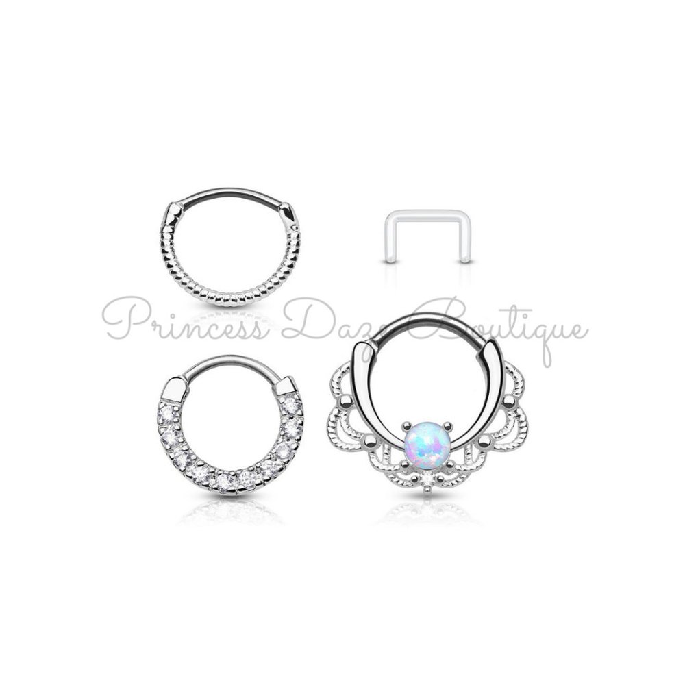Gorgeous Silver 4 Pcs Set for‎ Septum, Nose and Cartilage Piercings